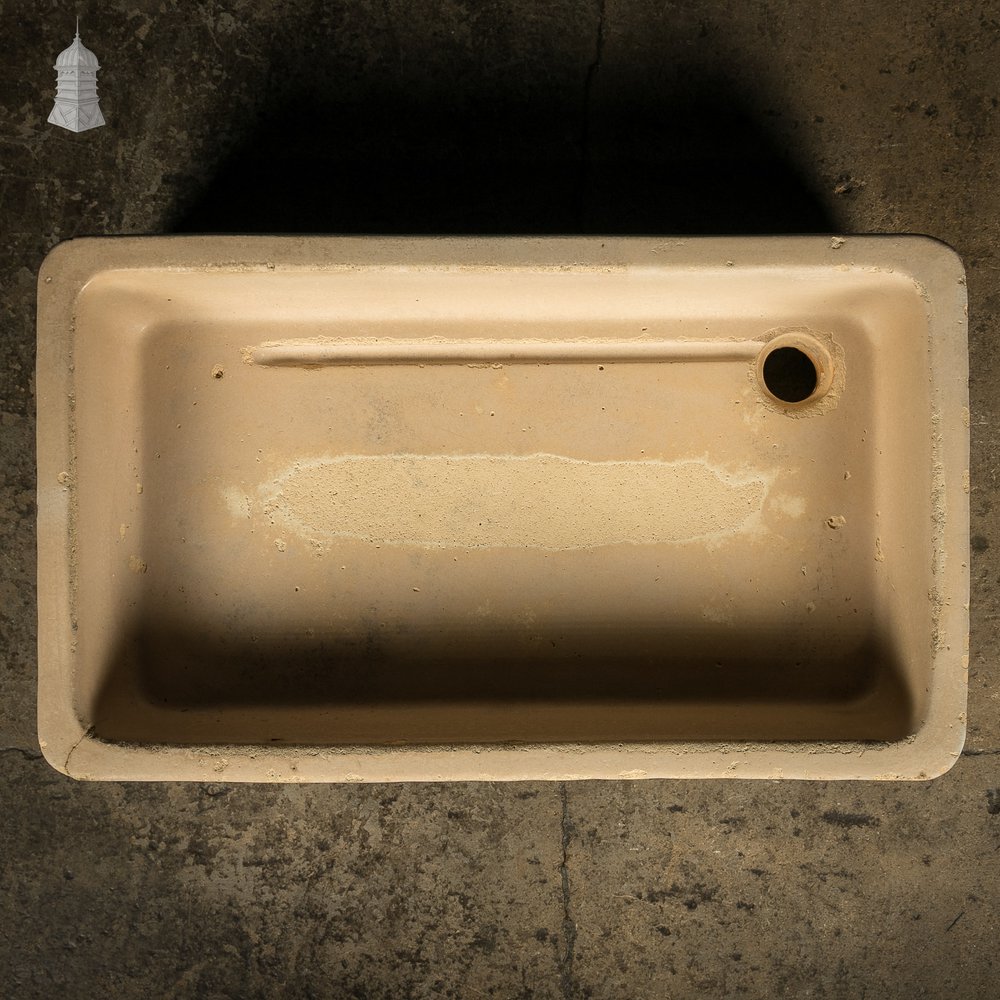 Georgian Cane Fluted Shallow Trough Sink with Worn Glazed Finish