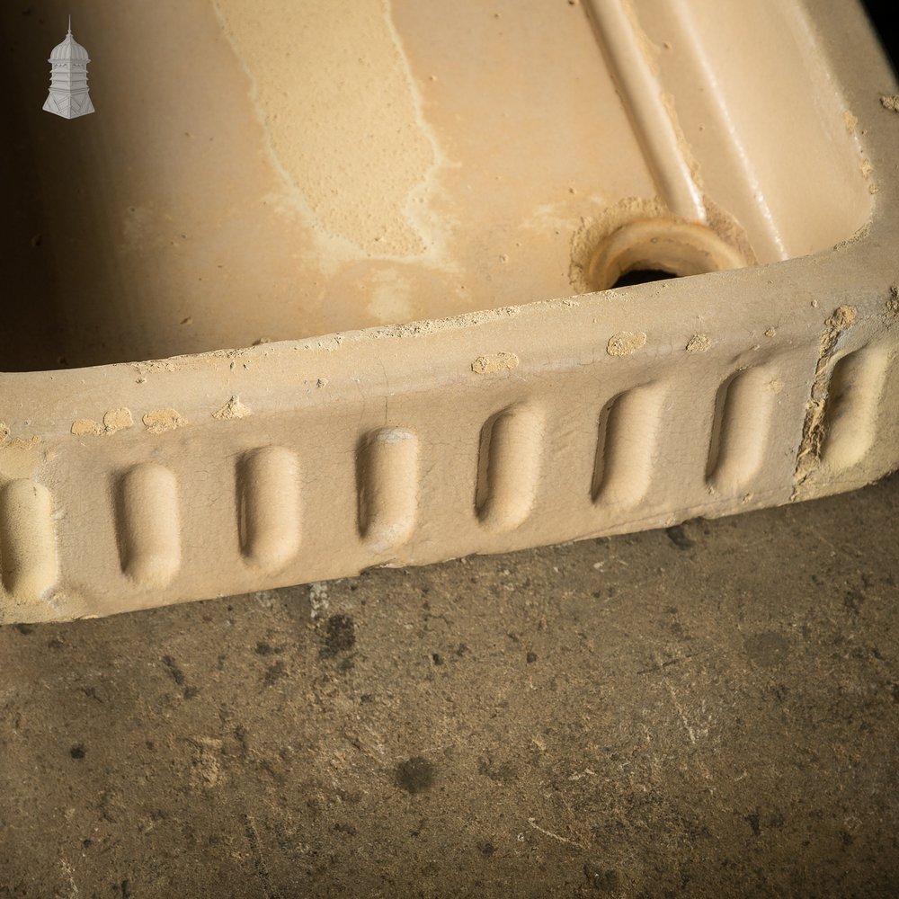 Georgian Cane Fluted Shallow Trough Sink with Worn Glazed Finish