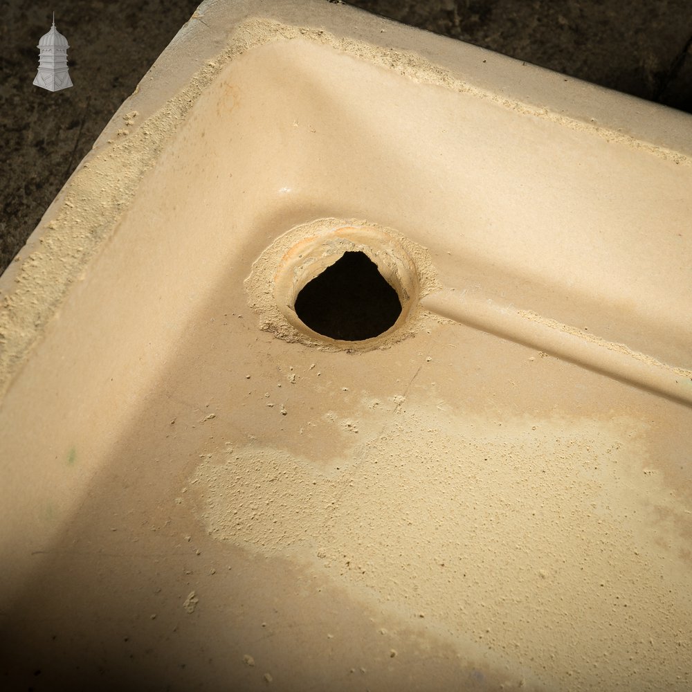 Georgian Cane Fluted Shallow Trough Sink with Worn Glazed Finish