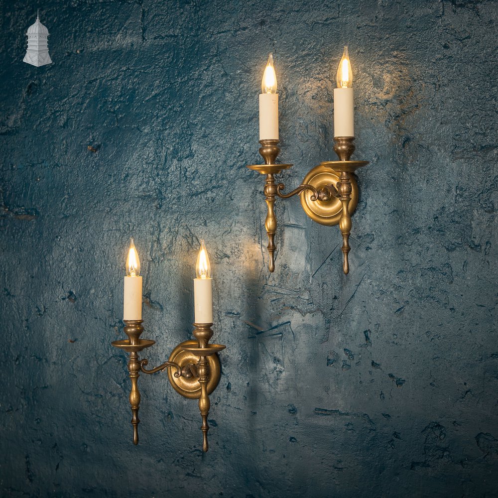 Double-arm Wall Sconces, Pair of Antique Wall Lights