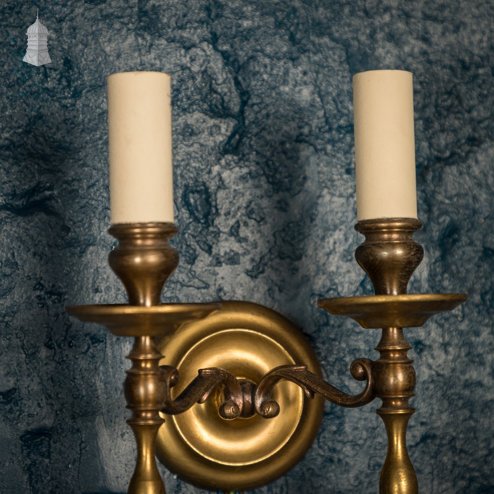 Double-arm Wall Sconces, Pair of Antique Wall Lights