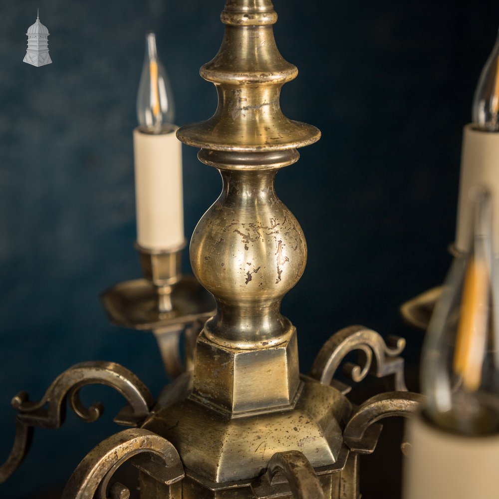 Antique Brass Six Light Candle Chandelier