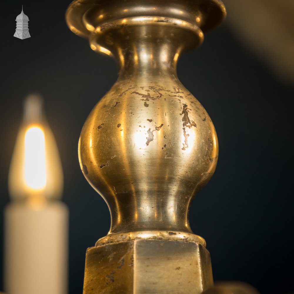 Antique Brass Six Light Candle Chandelier