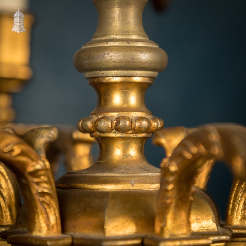 Antique Brass Twelve Light Candle Chandelier