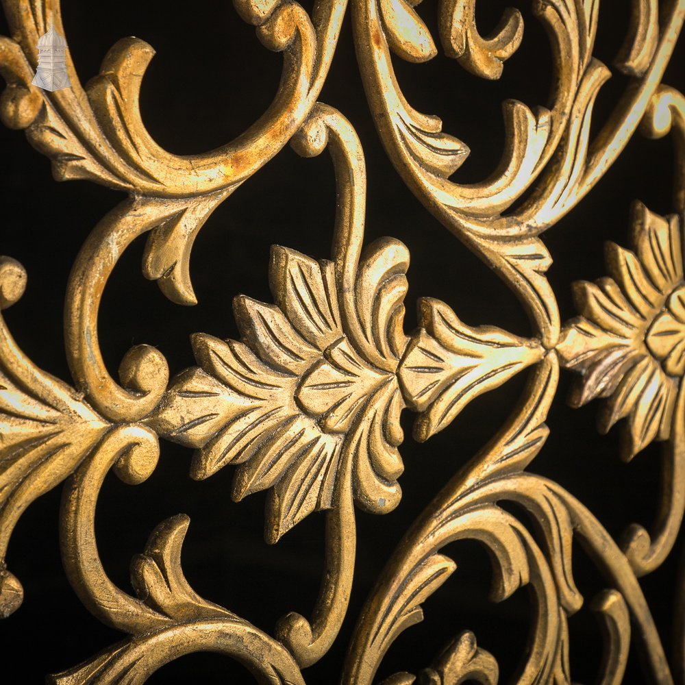 12ft Decorative Screen, Cast Metal – Ornate Gold Leaf & Vine Design