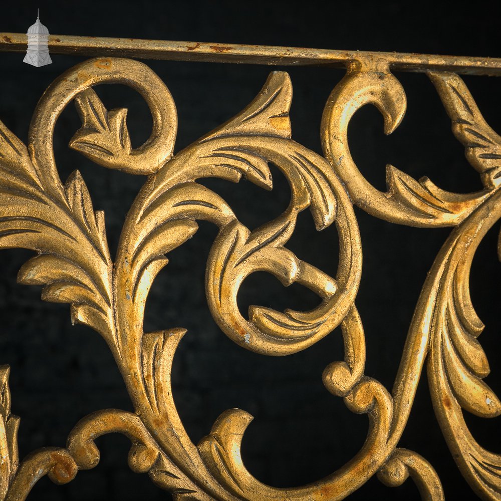 12ft Decorative Screen, Cast Metal – Ornate Gold Leaf & Vine Design