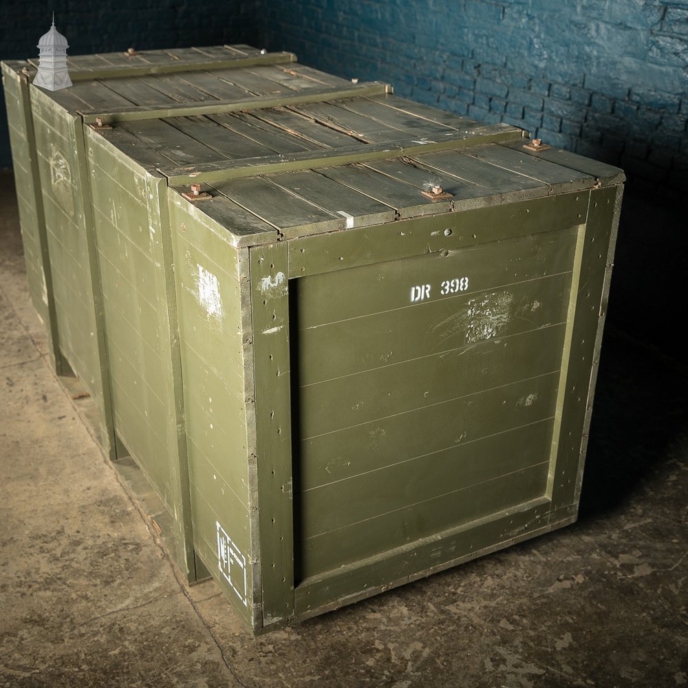 Large Green Painted Aircraft Parts Shipping Crate Reclaimed From a Norfolk RAF Base