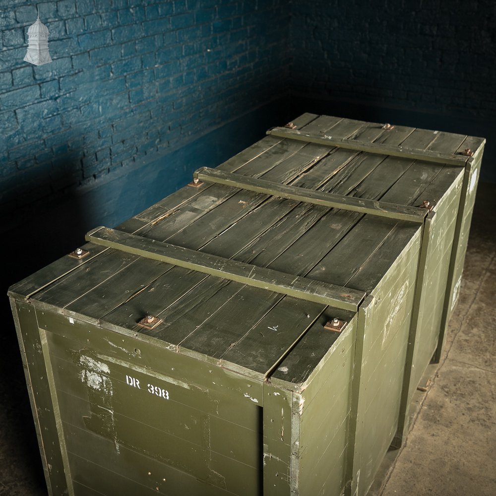 Large Green Painted Aircraft Parts Shipping Crate Reclaimed From a Norfolk RAF Base