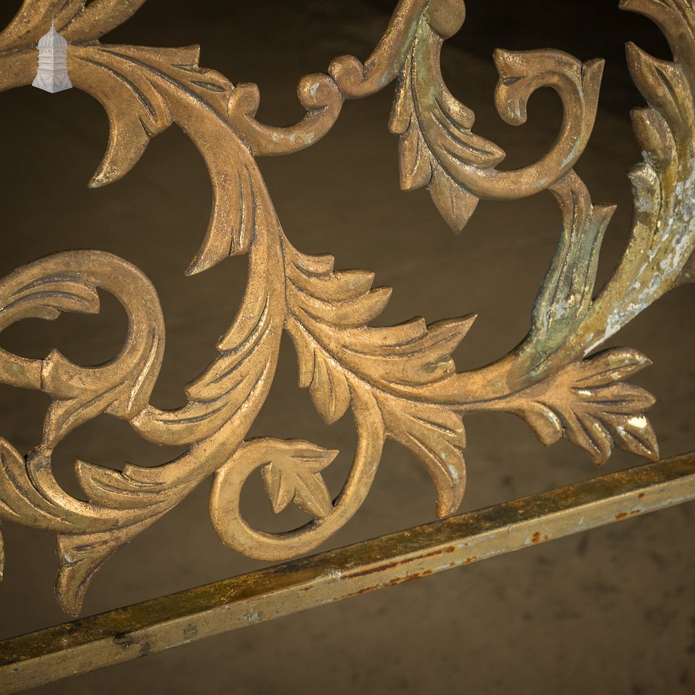 12ft Decorative Screen, Cast Metal – Ornate Gold Leaf & Vine Design