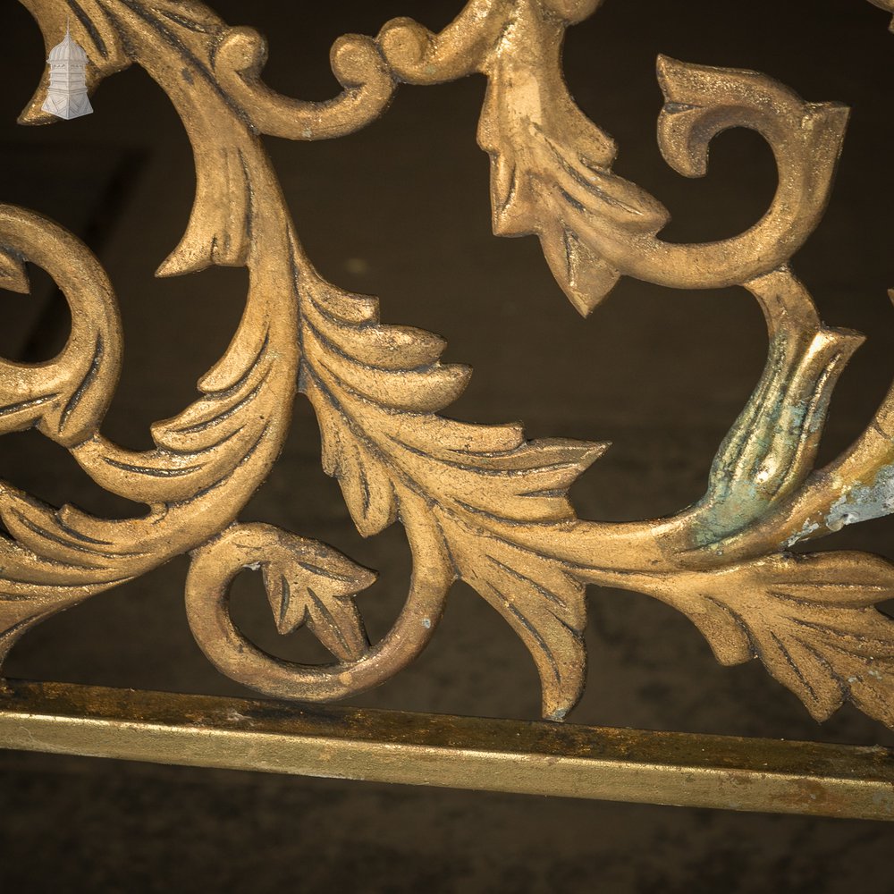 12ft Decorative Screen, Cast Metal – Ornate Gold Leaf & Vine Design