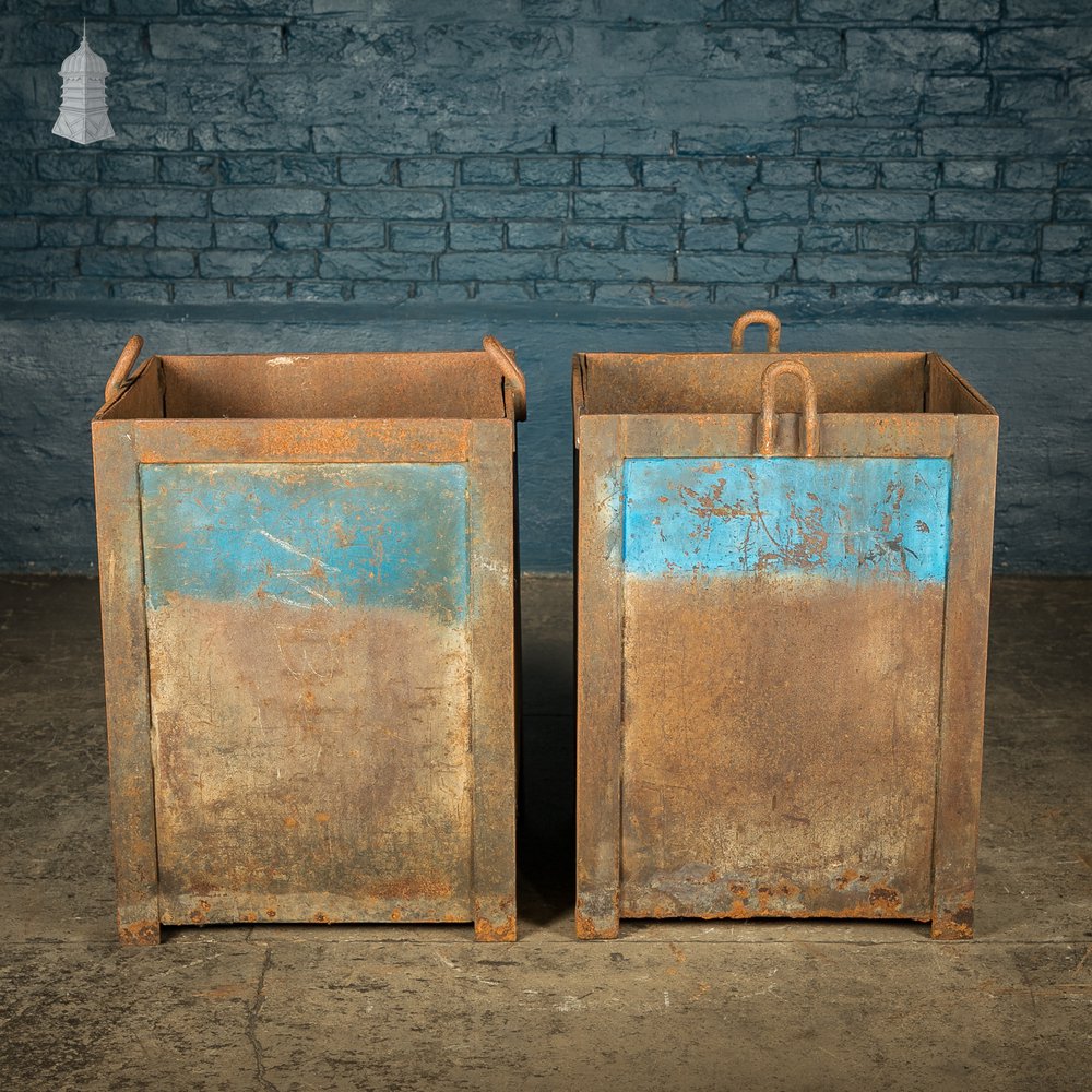 Pair of Steel Industrial Workshop Bins Heavy Duty Planters