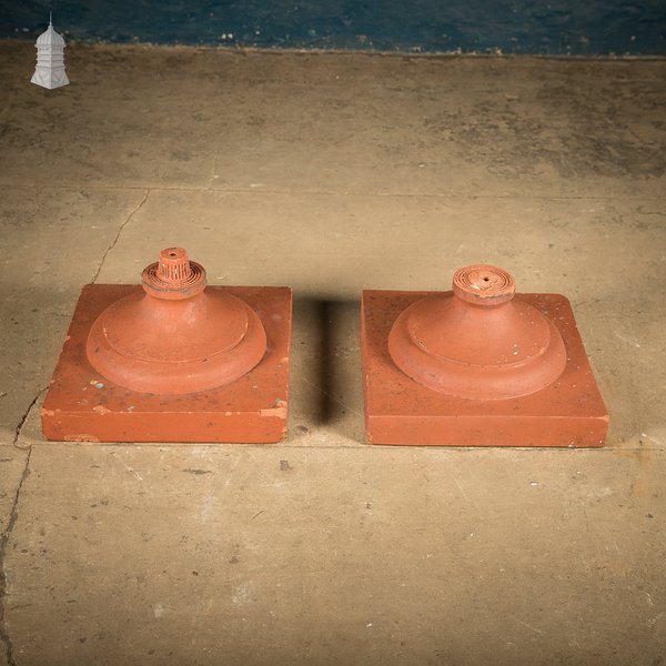 Terracotta Urn Bases, Pair of Pier Caps