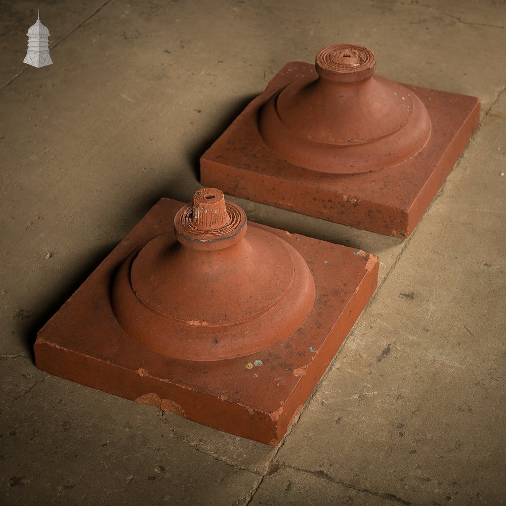 Terracotta Urn Bases, Pair of Pier Caps
