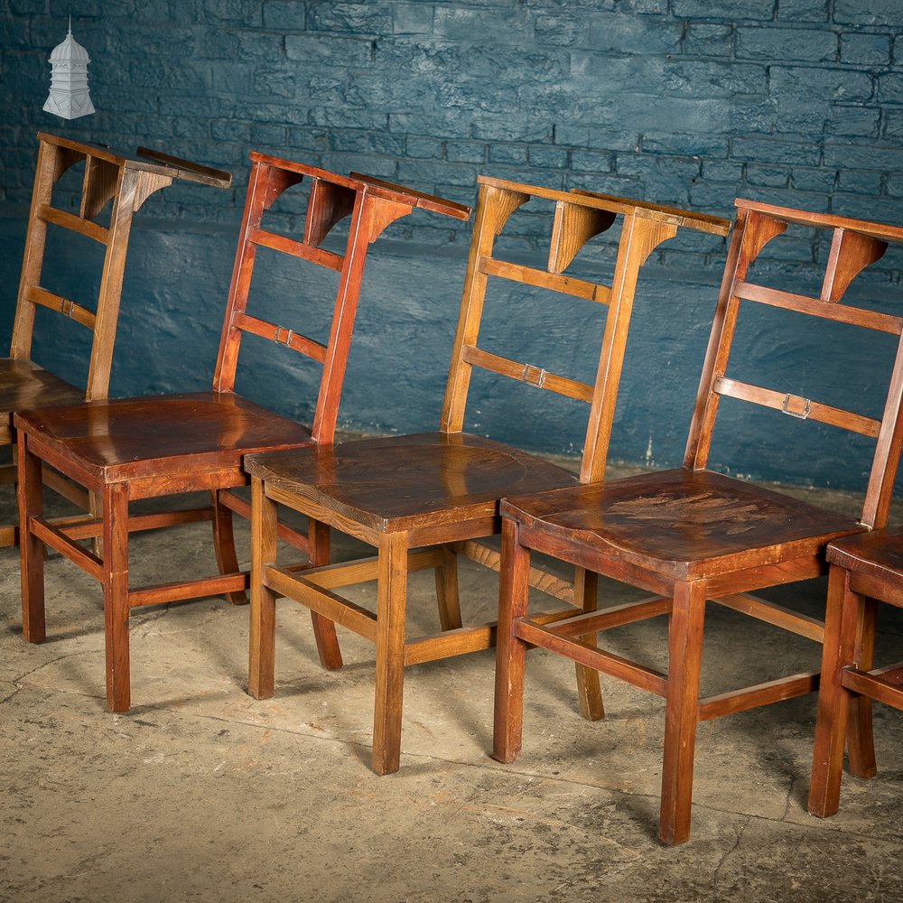 Set of 6 Elm 19th C Synagogue Chairs [No. 10]