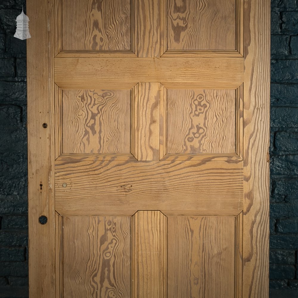 Pine Paneled Door, 6 Panel Pitch Pine with Mouldings