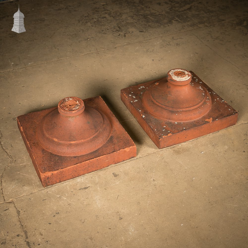 Terracotta Pier Caps, Pair of Urn or Finial Bases