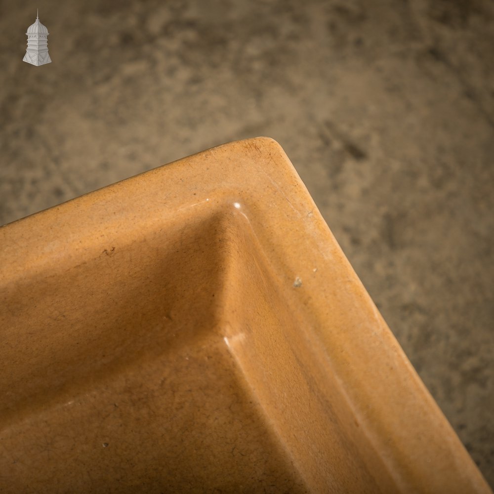 Fluted Trough Sink, Large Shallow Sink with Worn Cane Glazed Finish