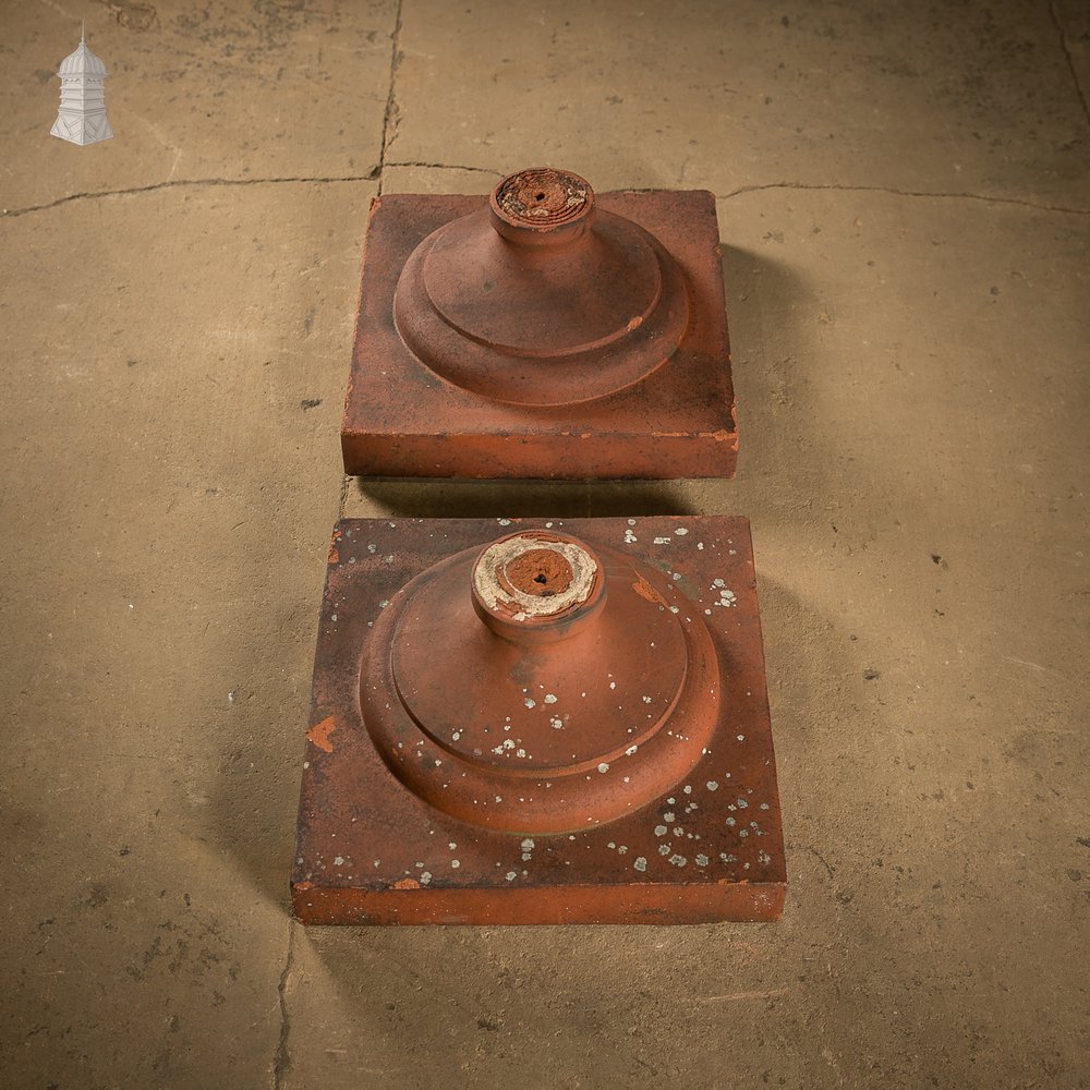 Terracotta Pier Caps, Pair of Urn or Finial Bases