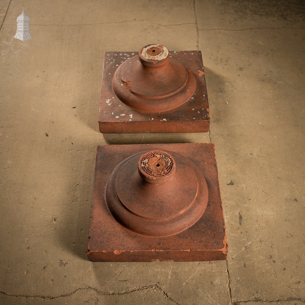 Terracotta Pier Caps, Pair of Urn or Finial Bases