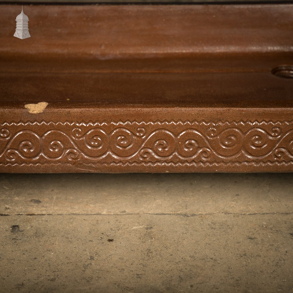 Georgian Shallow Sink, Salt Glazed, Left Hand Return with Decorative Floral Pattern