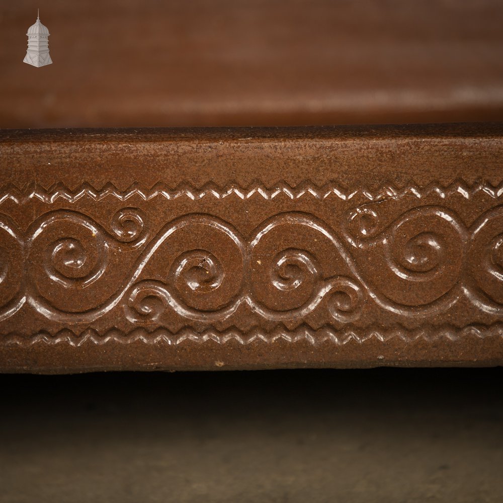 Georgian Shallow Sink, Salt Glazed, Left Hand Return with Decorative Floral Pattern