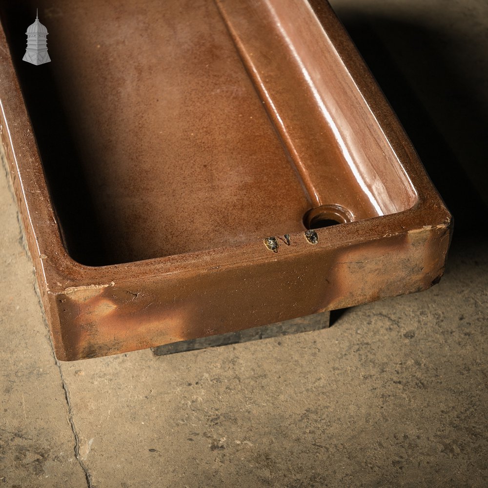 Shallow Trough Sink, Salt Glazed Left hand return with Decorative Floral Pattern