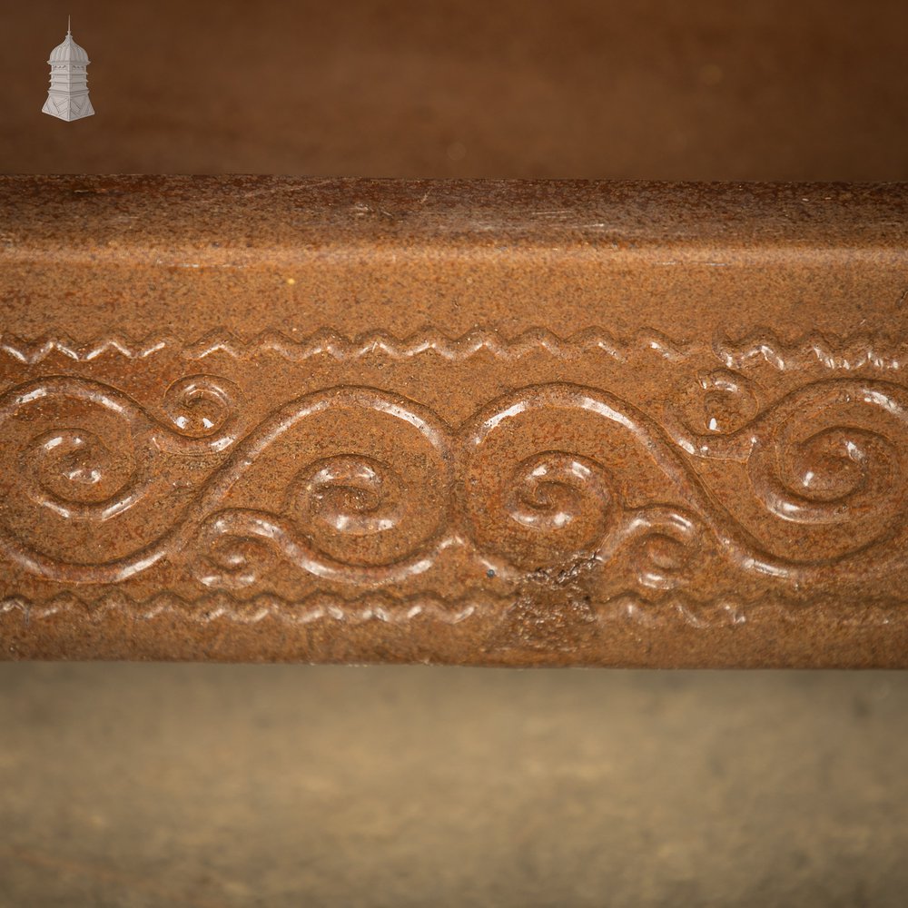 Shallow Trough Sink, Salt Glazed Left hand return with Decorative Floral Pattern