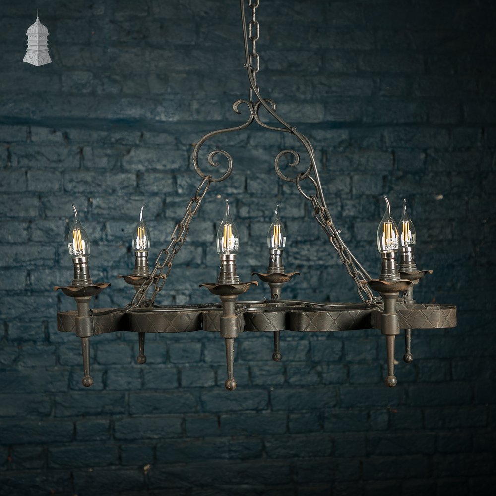 Black wrought Iron Scrollwork Ceiling Pendant Light Chandelier