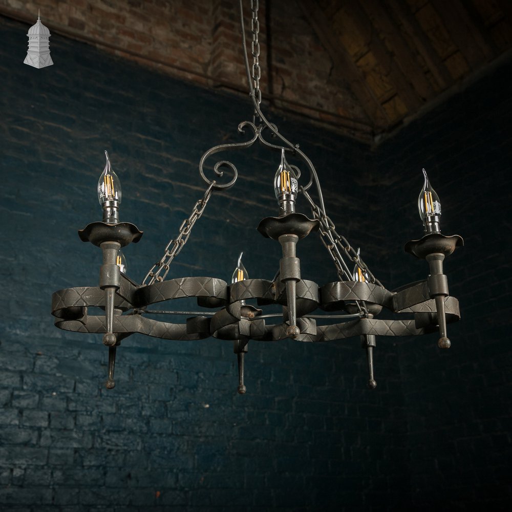 Black wrought Iron Scrollwork Ceiling Pendant Light Chandelier