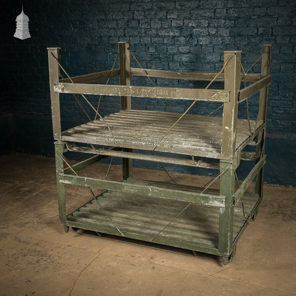 Vintage British Military Stackable Storage Stillages – SSI Schaefer 1983 – Industrial Steel Crates