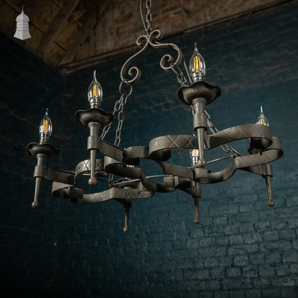 Black wrought Iron Scrollwork Ceiling Pendant Light Chandelier