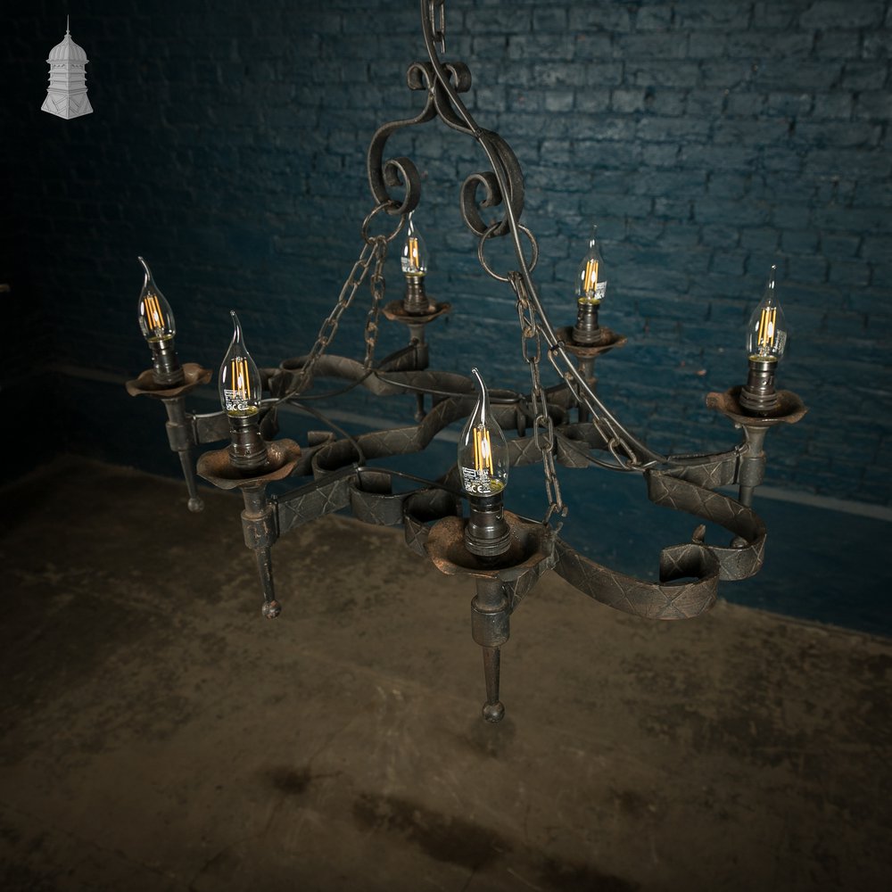 Black wrought Iron Scrollwork Ceiling Pendant Light Chandelier