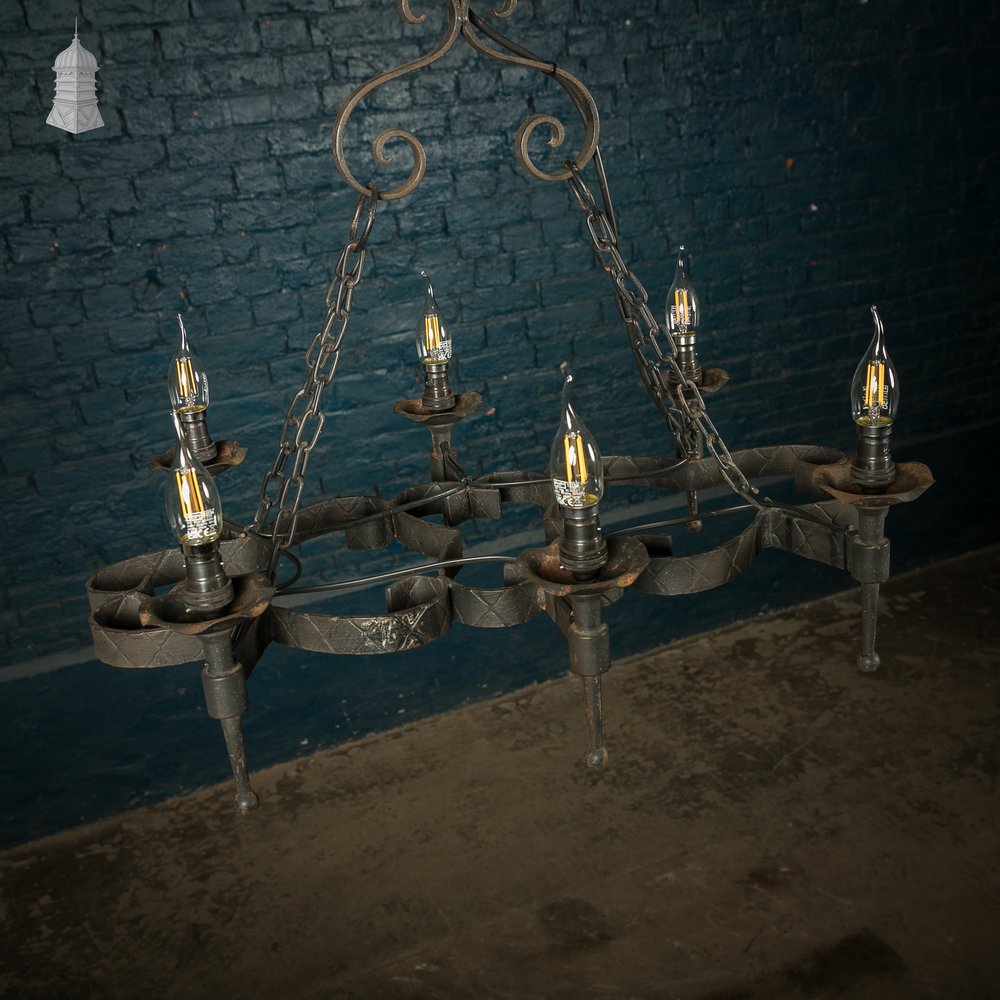 Black wrought Iron Scrollwork Ceiling Pendant Light Chandelier