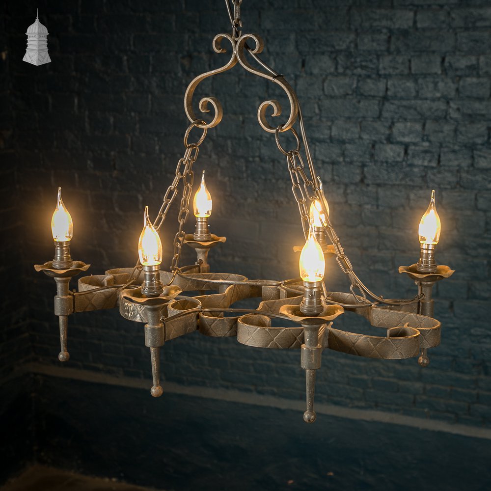 Black wrought Iron Scrollwork Ceiling Pendant Light Chandelier