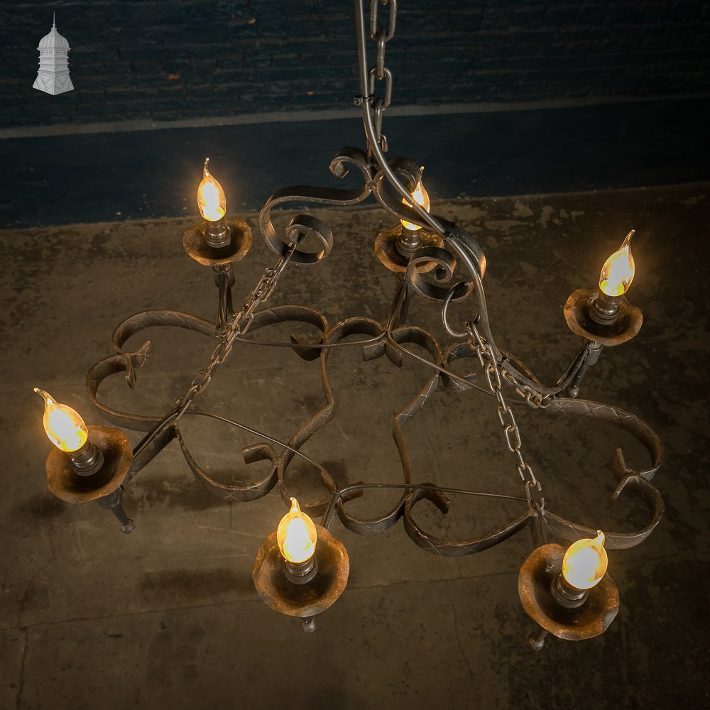 Black wrought Iron Scrollwork Ceiling Pendant Light Chandelier