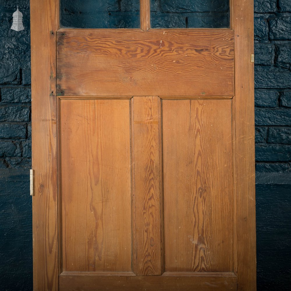 Half Glazed Door, 19th C Pitch Pine, 6 Over 2 Panel