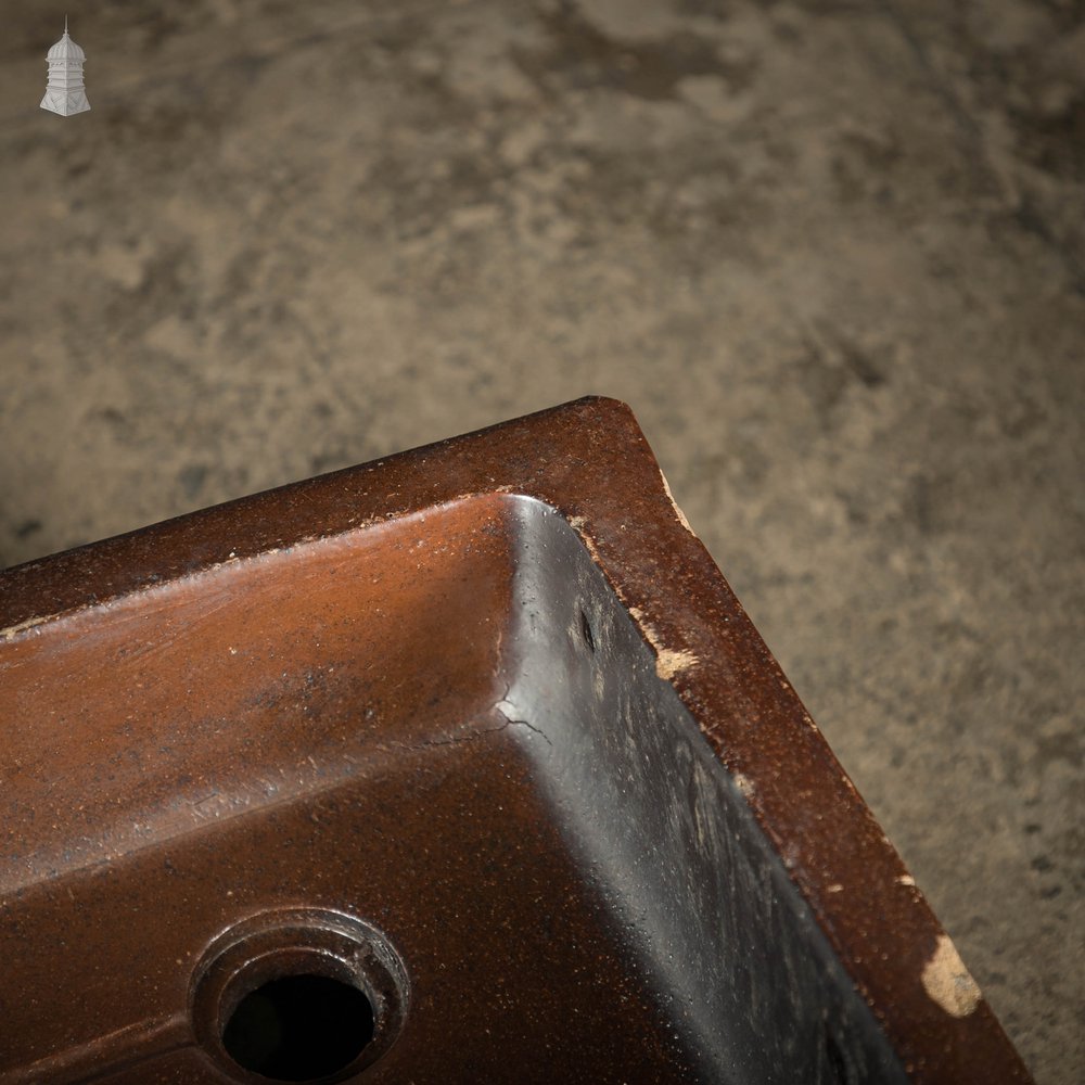 Shallow Trough Sink, 19th C with Salt Glazed Left Hand Return with Decorative Floral Pattern