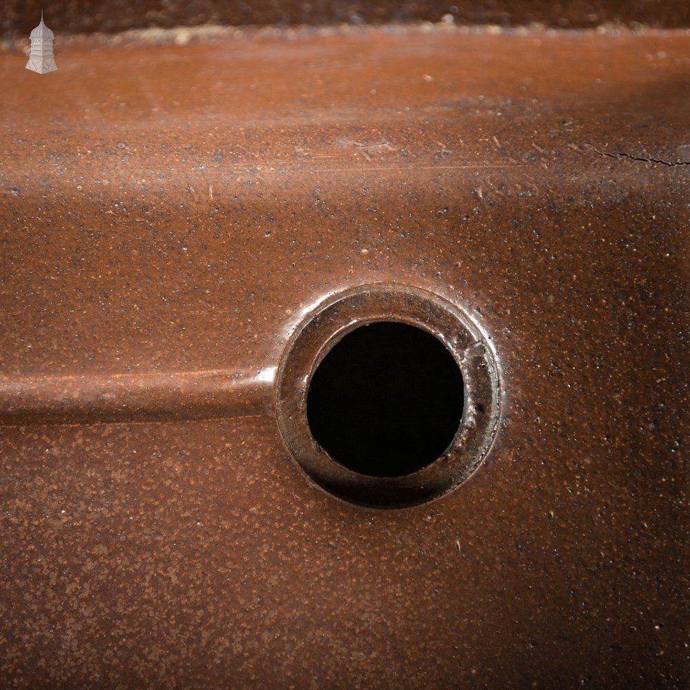 Shallow Trough Sink, 19th C with Salt Glazed Left Hand Return with Decorative Floral Pattern