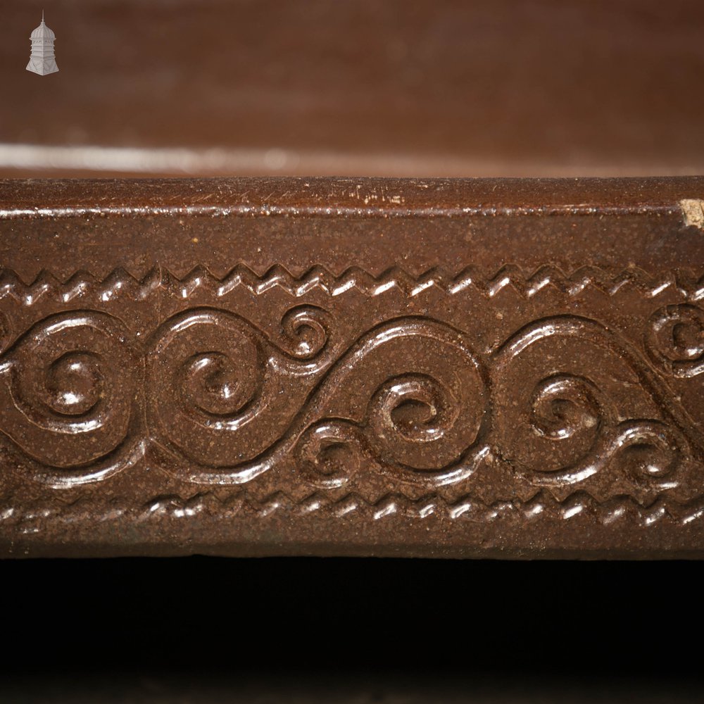 Shallow Trough Sink, 19th C with Salt Glazed Left Hand Return with Decorative Floral Pattern