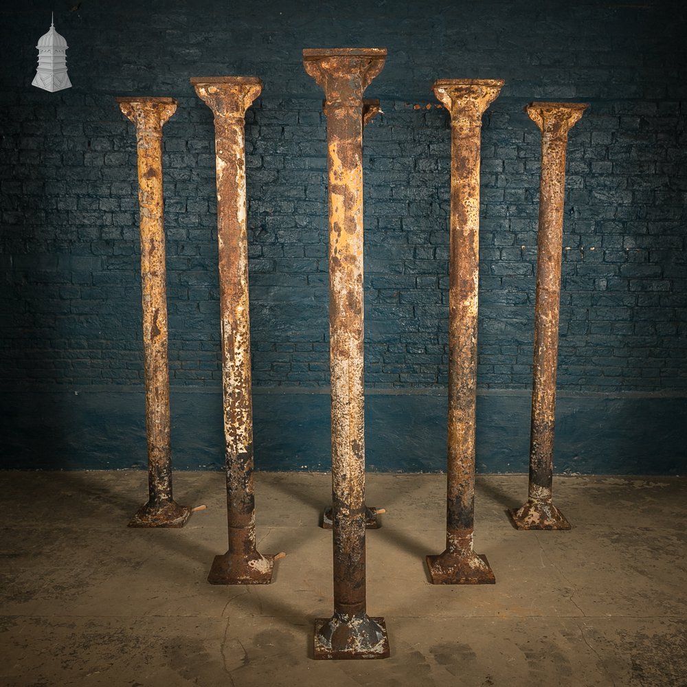 Six Victorian Columns, Set of Cast Iron Pillars
