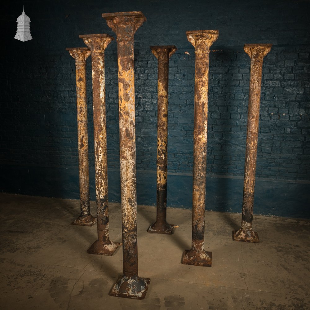Six Victorian Columns, Set of Cast Iron Pillars
