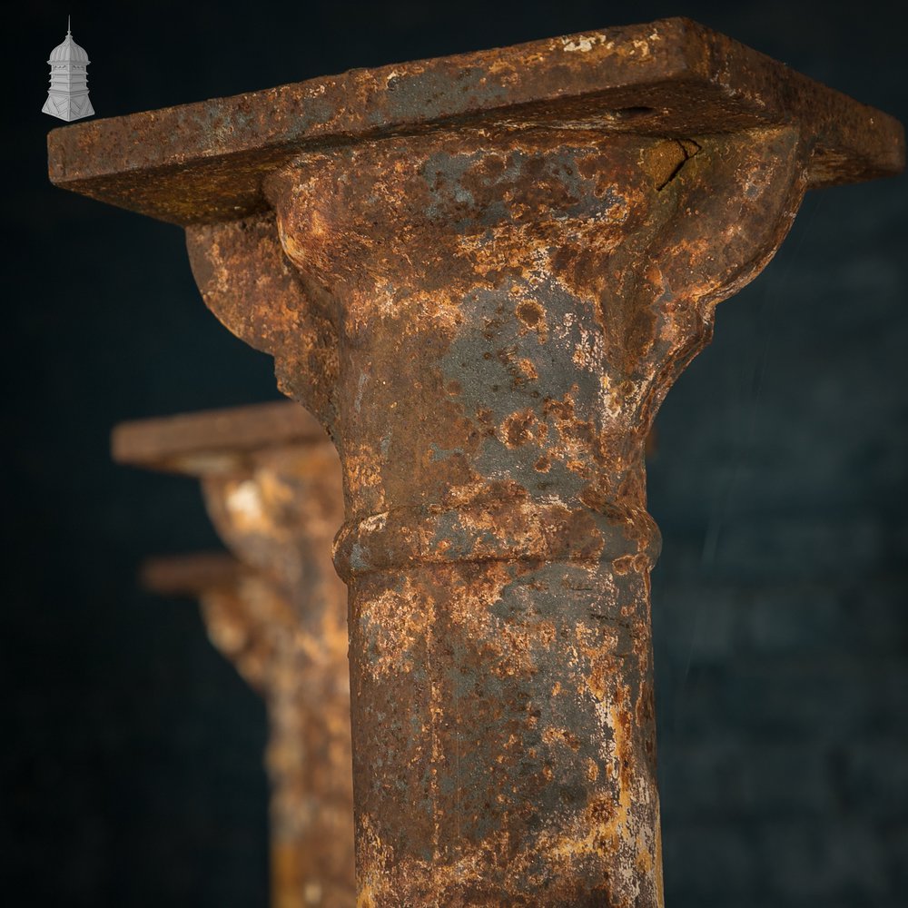 Six Victorian Columns, Set of Cast Iron Pillars