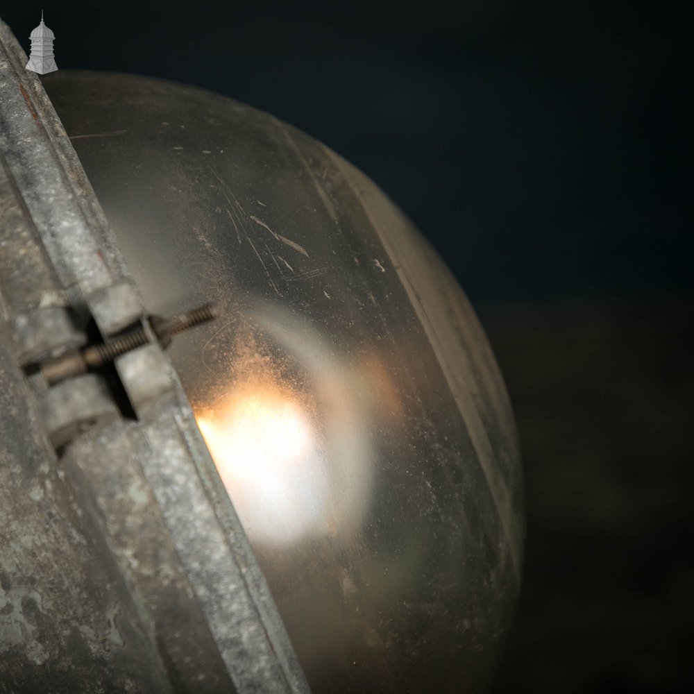 Trawler Search Light, Industrial Galvanised Spot Light Mounted on Wooden Base