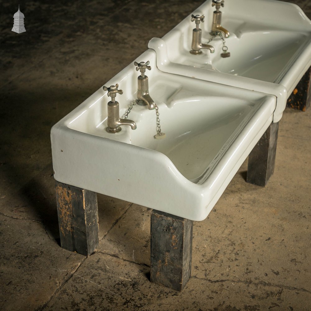 Interlocking Wash Basins, His and Hers Deco Sinks, Pair