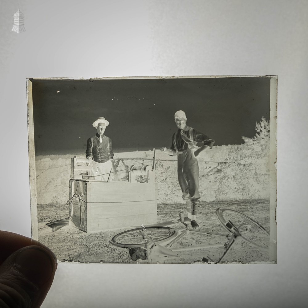 Victorian Glass Negatives in Pokerwork Box