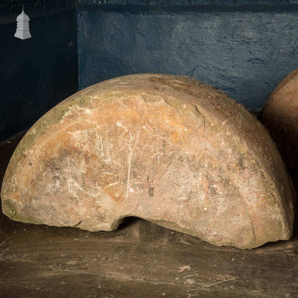 Batch of 8 Antique Half Round Granite Millstones