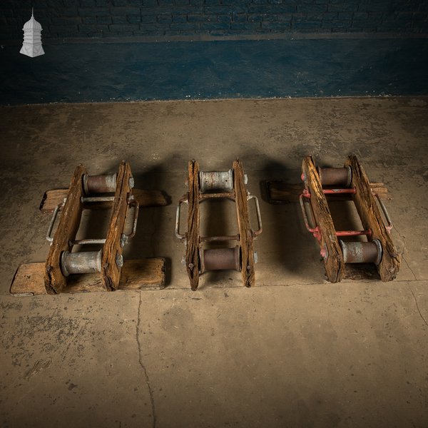 Vintage Industrial Cable Rollers, Set of Three