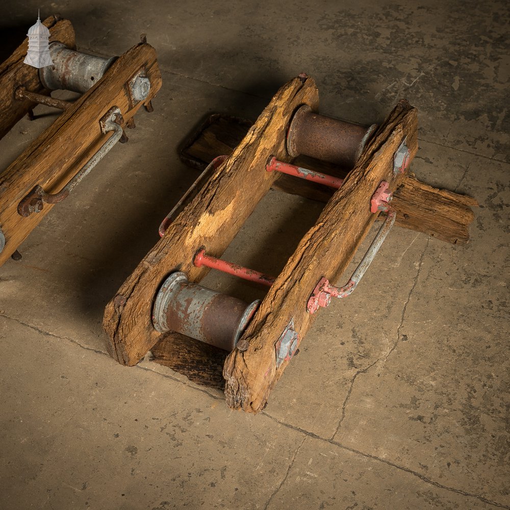 Vintage Industrial Cable Rollers, Set of Three