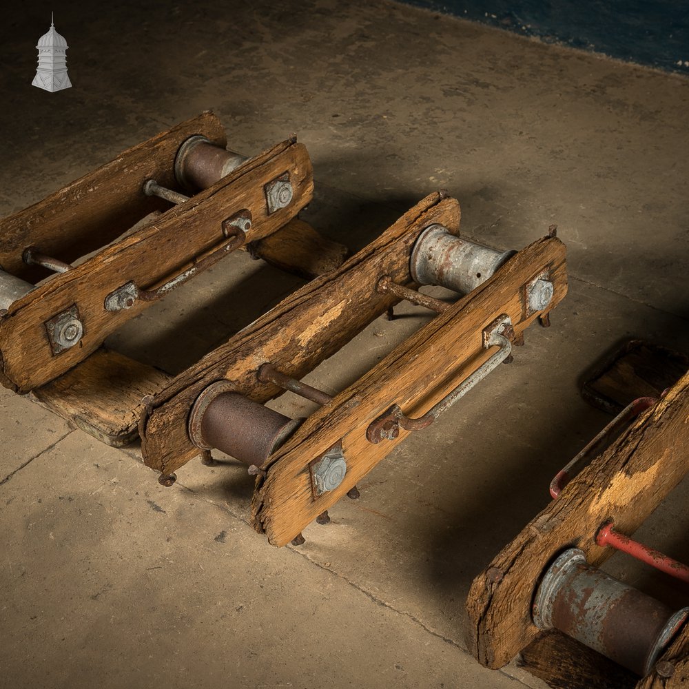 Vintage Industrial Cable Rollers, Set of Three