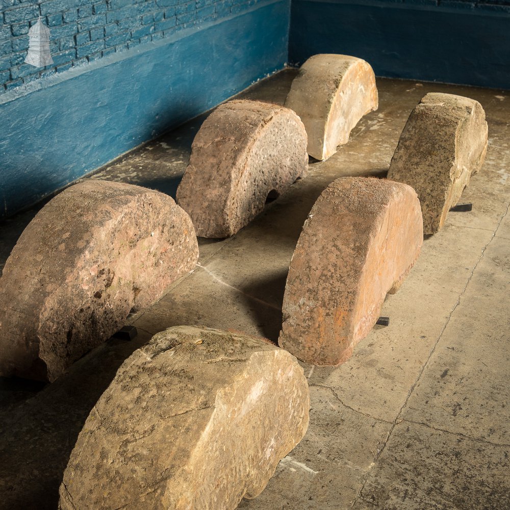 Batch of 8 Antique Half Round Granite Millstones